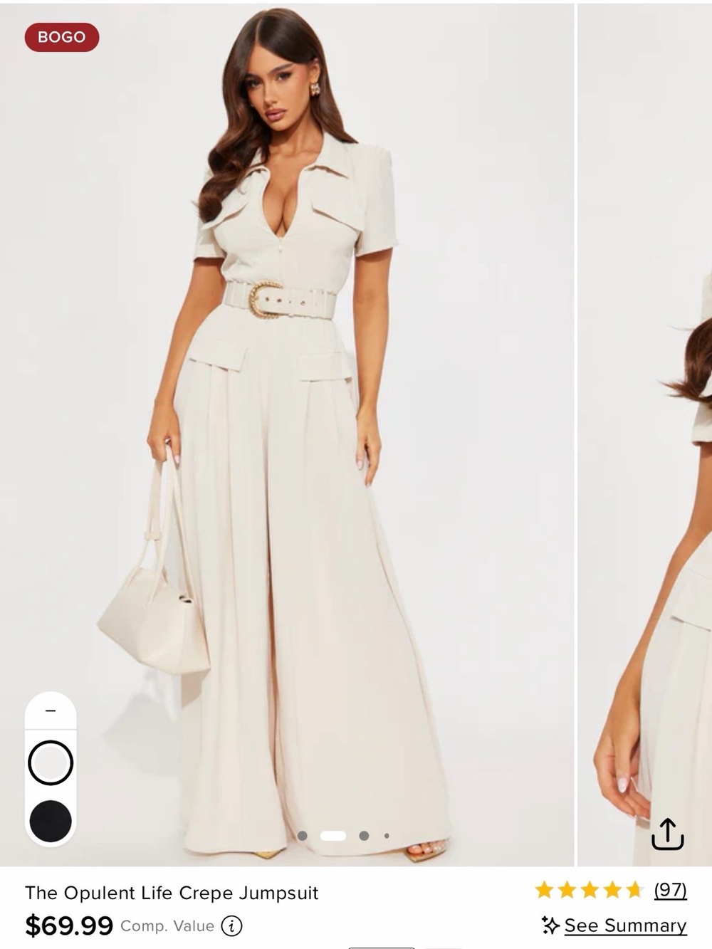 Fashion Nova Opulent Life Crepe Jumpsuit - Cream